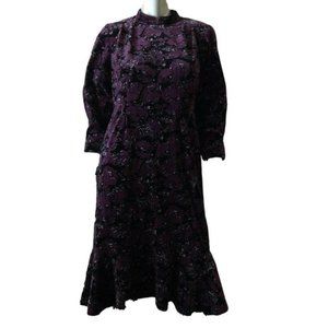 Vintage VTG Purple Velour Tree Print Dress Small/Medium